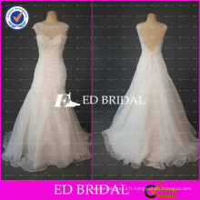 ED Bridal Real Sample Appliqued Cap Sleeve Backless Organza Alibaba Robe de mariée 2017